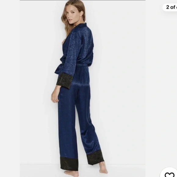 NWT Victoria Secret Pajama Zebra Jumpsuit Jumper Medium Blue Black Retail $150 - Picture 2 of 12